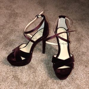 Jessica Simpson Burgundy Platform Strappy Heels 7M
